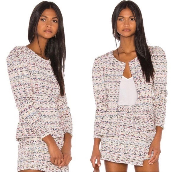 Revolve Jackets & Blazers - Revolve Song of Style Elma Jacket Tweed Blazer Aimee Rainbow‎ Puff Shoulder Sz L